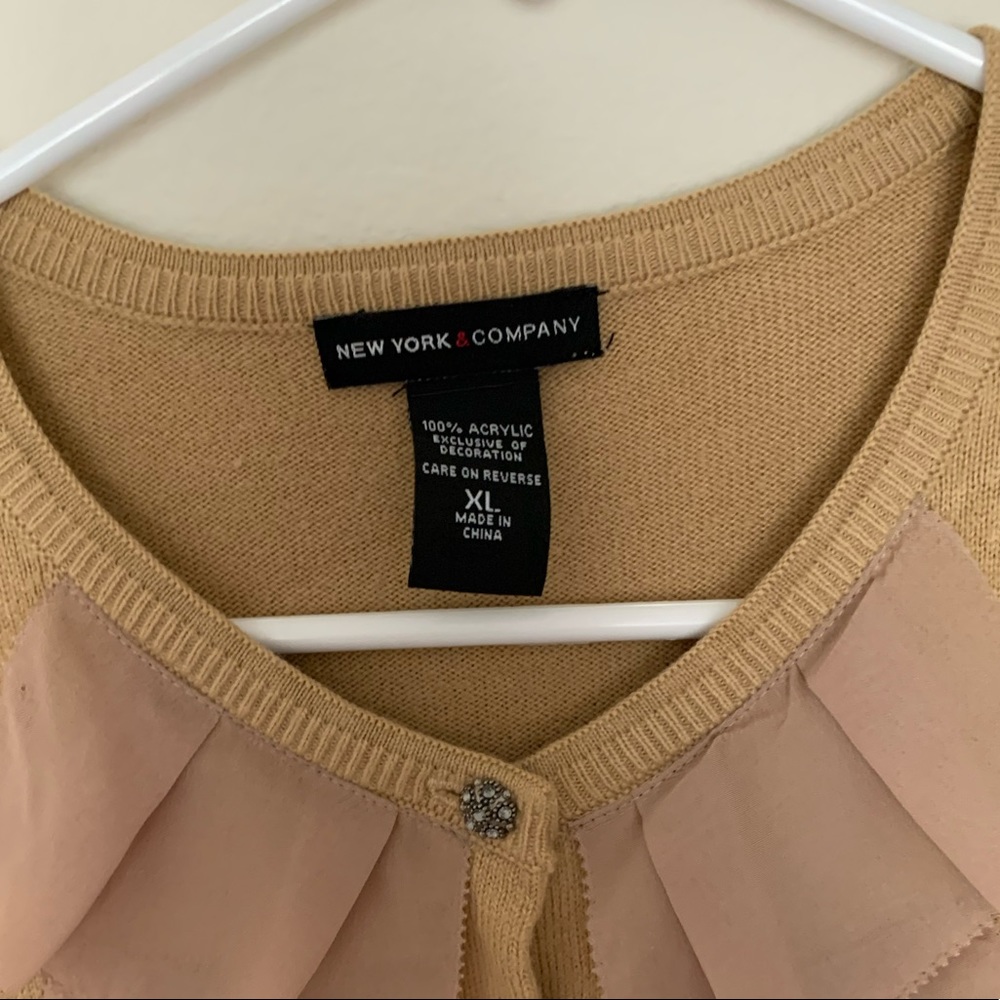 New York & Company Beige Ruffle Cardigan - Picture 5 of 10